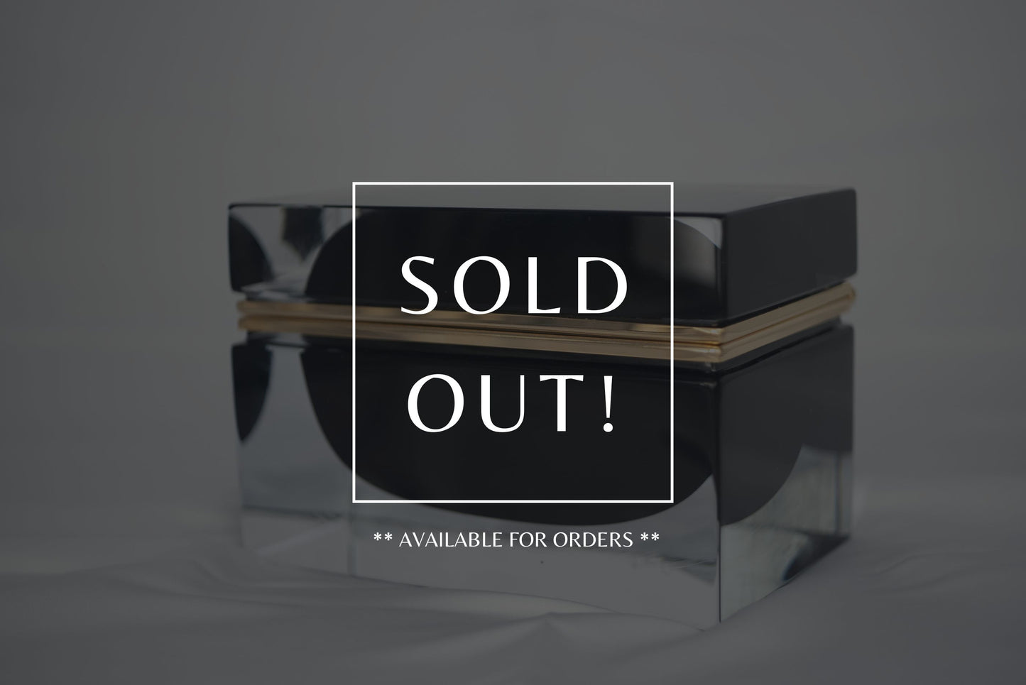 Hand Made Italian Glass Box - Black - Gold Trim