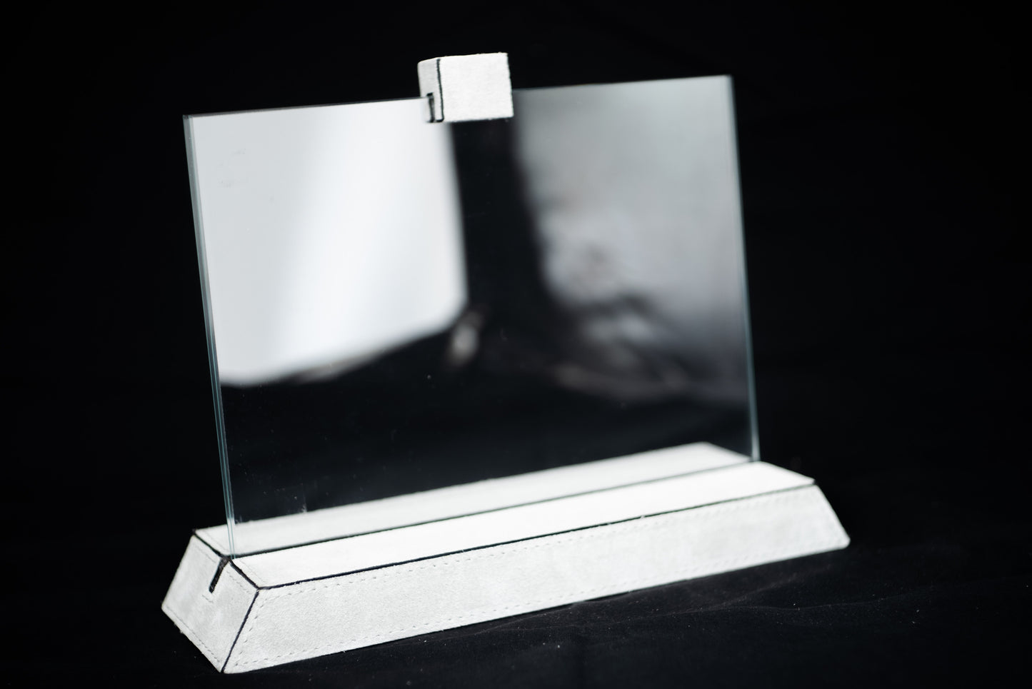 Picture Frames, Frameless with Suede Bound Stand - Glass Measures 5 5/8" x 7"