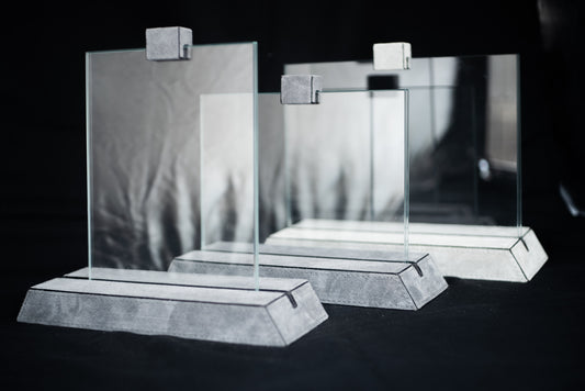 Picture Frames, Frameless with Suede Bound Stand - Glass Measures 5 5/8" x 7"