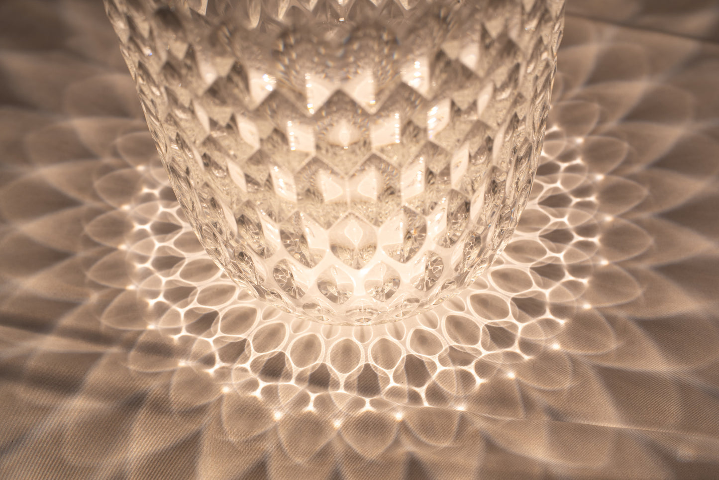 Bevel Cut St. Louis Crystal indoor/Outdoor Re-chargeable LED Table Lamp lasts up to 25 hours on a single charge.