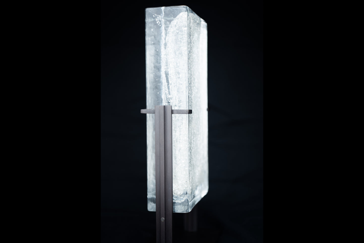 Tall Glass Sculpture on Metal Stand