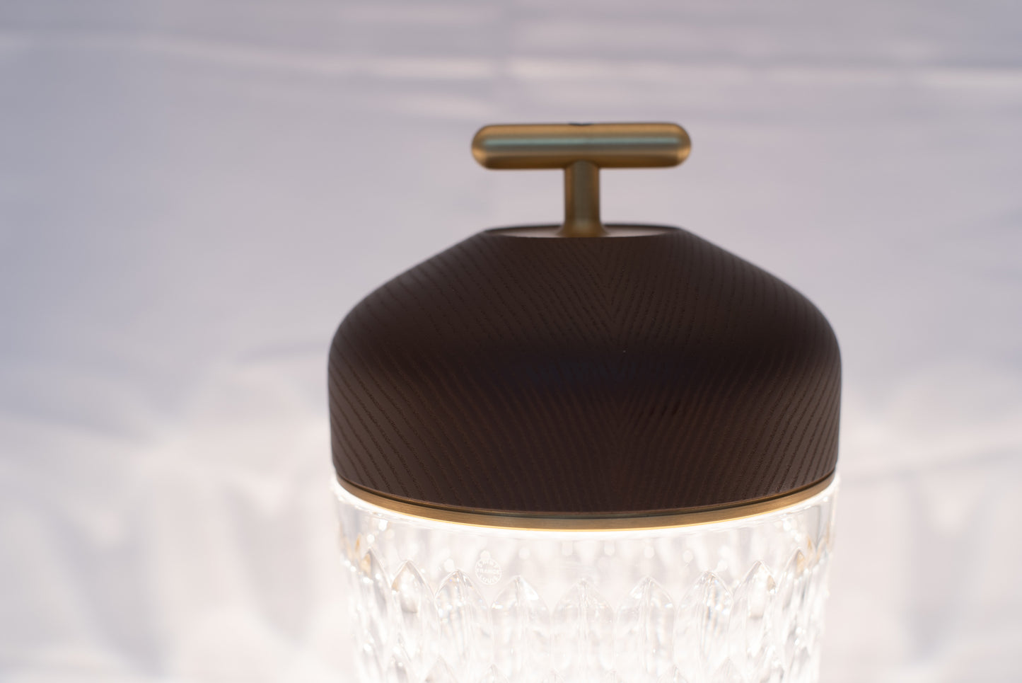 Bevel Cut St. Louis  Crystal indoor/Outdoor Re-chargeable LED Table Lamp lasts up to 25 hours on a single charge.